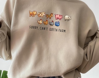 Funny Farming T-Shirt - "Sorry, Can't. Gotta Farm" - Stardew Valley Sweatshirt, Stardew Valley Merch