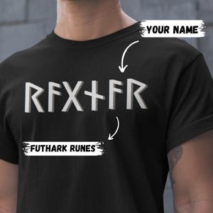 NAME in RUNES Viking T-Shirt, Personalized Futhark Runes Tee, Norse Tshirt, Custom Norse Tee Shirt, Viking Tshirt, Norse Mythology Gifts