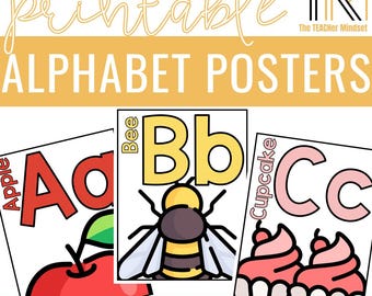 Bright Alphabet Classroom Posters | Colorful Kids Font (Digital Download)