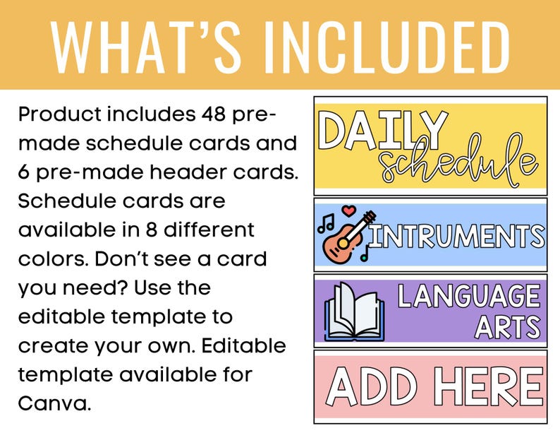 Printable Classroom Schedule Cards | Editable in Canva - Etsy
