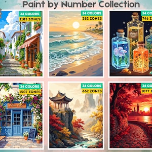12 Digital Color by Numbers, Procreate Coloring Pages, iPad Coloring PNG, PDF , SVG image 3