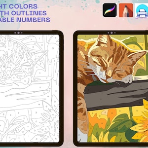 12 Digital Color by Numbers, Procreate Coloring Pages, iPad Coloring PNG, PDF , SVG image 12