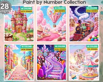28 Procreate kleurplaten, digitaal schilderen op nummer, Candy Land Fantasy iPad kleurplaten voor volwassenen, printbaar | PNG PDF SVG