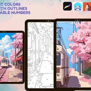 24 páginas para colorear de Procreate, pintura digital por números, dibujos para colorear para adultos en iPad, imprimibles en formato PNG, PDF y SVG. imagen 9