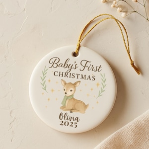 Baby’s First Christmas ornament deer ornament personalized baby ornament woodland animal Christmas gift rustic nursery keepsake custom