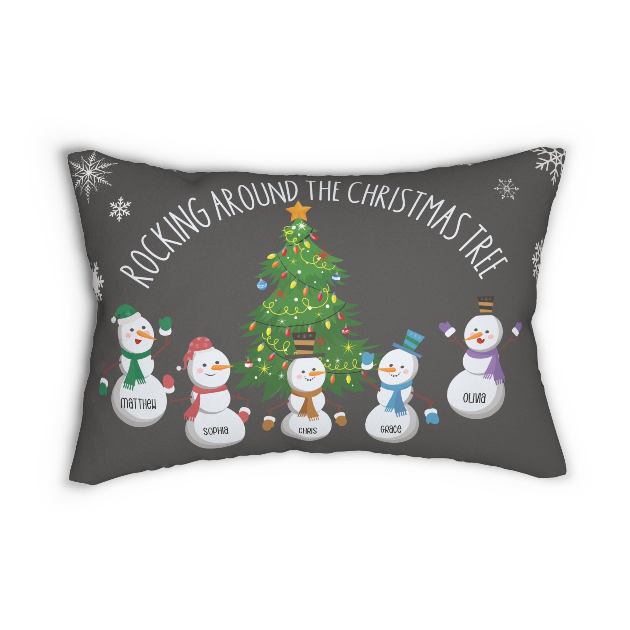 Personalized Christmas Pillow, Christmas Snowmen Throw Pillow, Custom ...