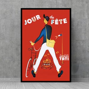 Cinema- Jour de fete poster de Jacques Tati Pôster de filme - Arte de parede - Pôsteres vintage - Decoração de parede retrô - Colecionáveis de fãs de cinema