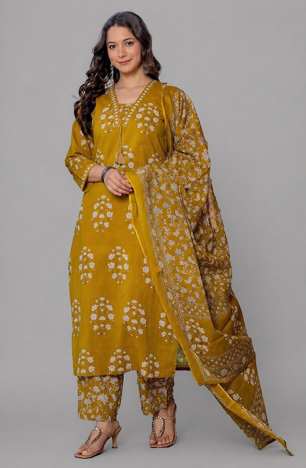 Hand Block Print Kurta Set With Dupatta/stole|indian Salwar Kameez ...