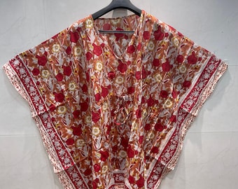 Indien Blumen bestickter Baumwollcaftan, Kaftan Kaftan Maxikleid, besticktes Kaftankleid, Kaftan Maxikleid, Kaftane für Frauen, Kaftane