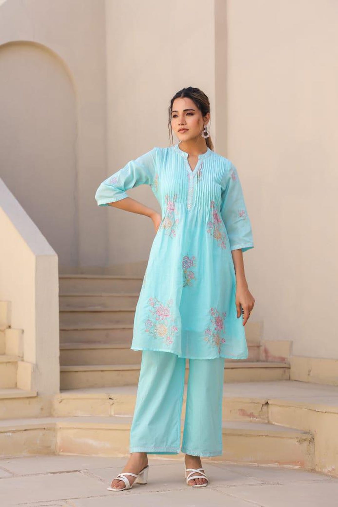 Hand Block Print Kurta Set With Dupatta/stole|indian Salwar Kameez ...