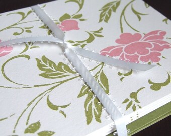 Flower and vines stationary - set of 5 folded cards