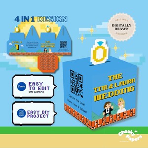 Ungewöhnliche Hochzeit Tischnummer, Gastgeschenke nach Maß. 8bit Arcade Mario Themen. druckbare digitale Download QR-Vorlage Details.