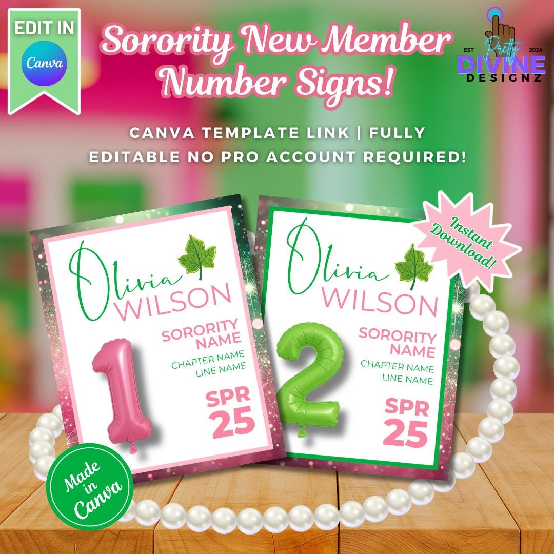 Sorority New Member Number Sign: Pretty Girl Welcome Flyers (canva ...