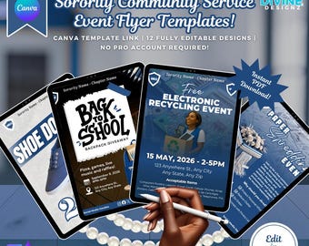 Finer Woman Sorority Service Event Flyer Templates: 12 Editable Canva Designs