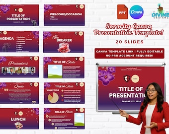 Sorority Presentation Template: 20 Canva Slides, Customizable