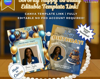 Pretty Poodle Sorority Birthday Flyers: Editable Canva Templates, 5 Designs
