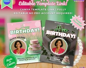 Sorority Birthday Flyers: Editable Canva Templates, 5 Designs | 1908