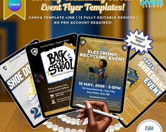 Pretty Poodle Sorority Service Event Flyer Templates: 12 Editable Canva Designs
