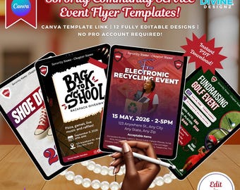 Devastating Diva Sorority Service Event Flyer Templates: 12 Editable Canva Designs 1913