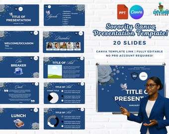 Sorority Presentation Template: 20 Canva Slides, Customizable