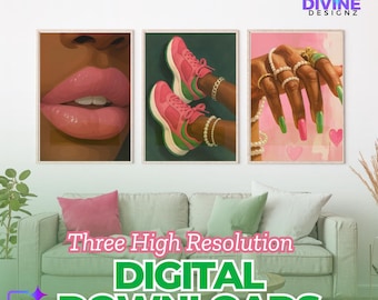 Pink and Green Sorority Wall Art | Pretty Girl Digital Print Set (Digital Download) | 1908