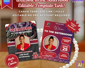 Sorority Crimson and Cream Welcome Sign Templates: Editable Canva Designs (10 Designs) 1913