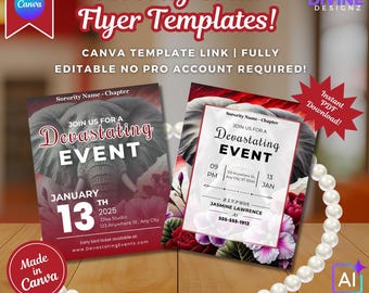 Devastating Diva Event Flyers: Sorority Canva Template (4 Designs) 1913
