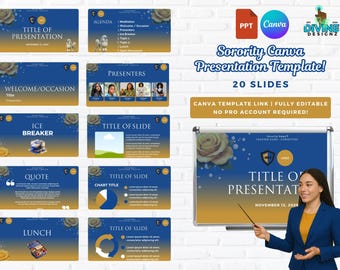Pretty Poodle Sorority Presentation Editable Template: 20 Slides | Fully Customizable | Canva and Powerpoint Compatible