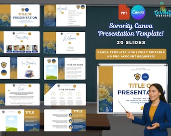 Pretty Poodle Sorority Presentation Editable Template: 20 Slides | Fully Customizable | Canva and Powerpoint Compatible
