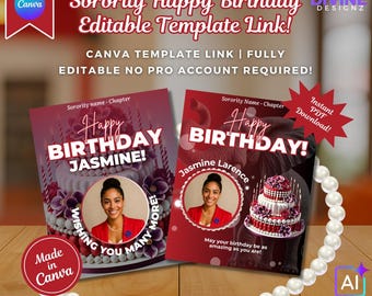 Devastating Diva Birthday Flyers: Editable Sorority Canva Templates 1913