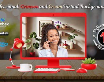 Crimson Cream Zoom Virtual Backgrounds: 15 HD Designs (Digital Download)