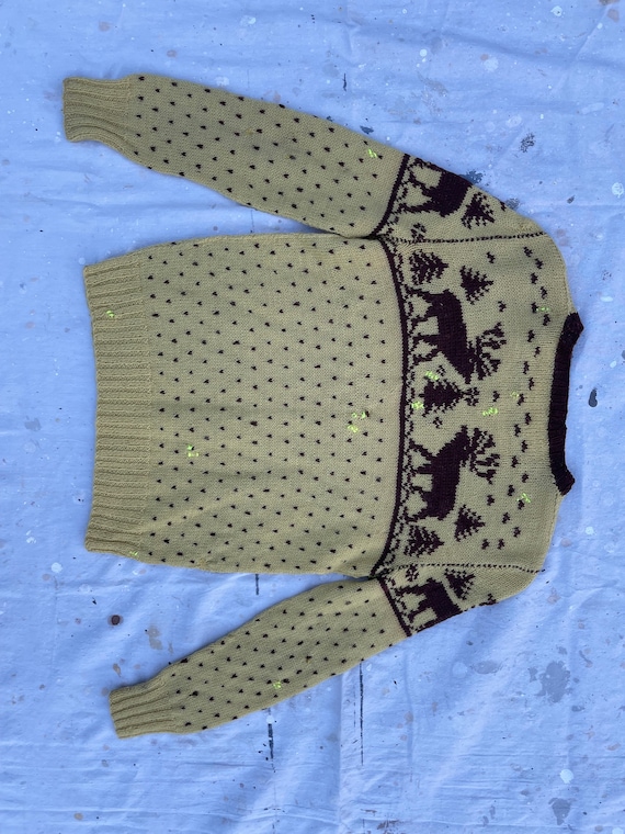 Vintage 1940's Christmas Sweater Hand Knit / Wool… - image 9