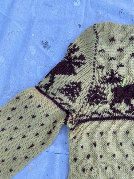 Vintage 1940's Christmas Sweater Hand Knit / Wool… - image 5