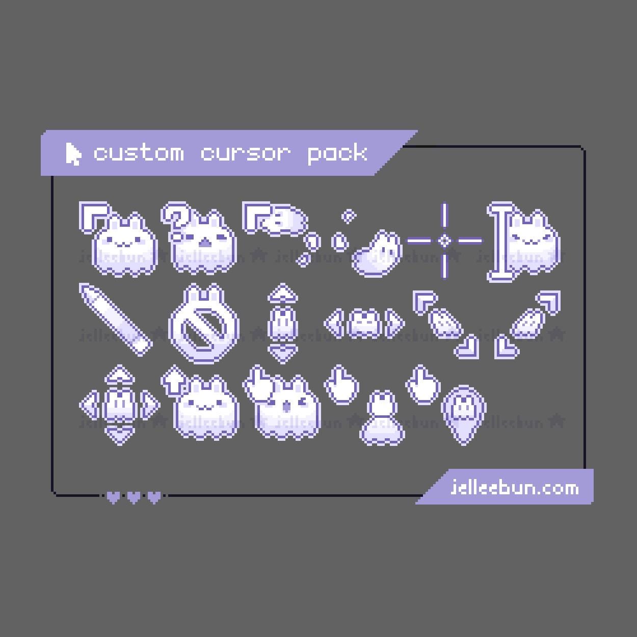 Code Geass Custom Mouse Cursor Ghost Bunny Animated Pixel Art Mouse Cursors (lavender Purple ...