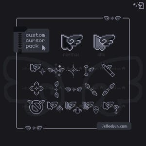 Dark Angel Wing Pixel Art Mouse Cursor - Animated (Digital Download)
