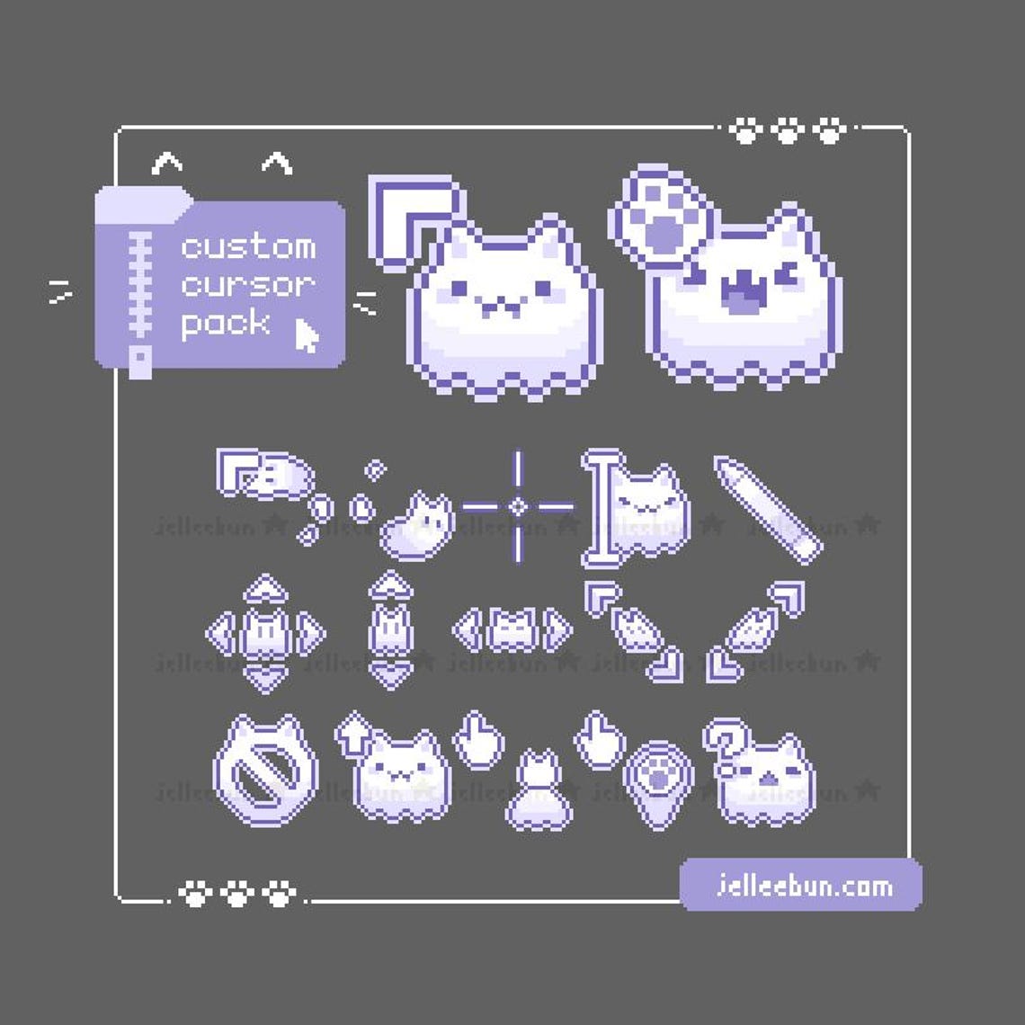 Ghost Cat Pixel Art Mouse Cursor – Purple Animated Bouncy Pack (windows ...