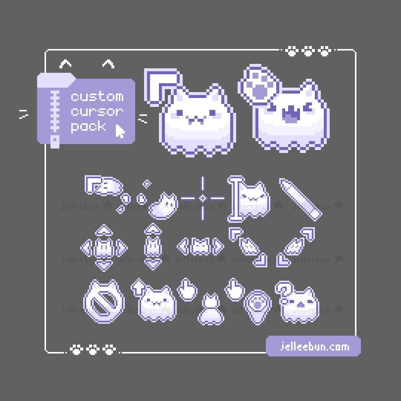 Code Geass Custom Mouse Cursor Ghost Cat Pixel Art Mouse Cursor – Purple Animated Bouncy Pack (windows ...