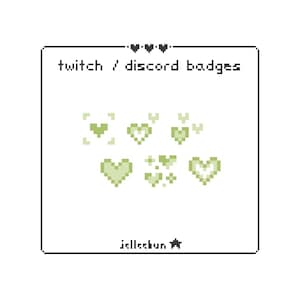 Matcha Green Pixel Art Hjärtmärken – Twitch och Discord (digital nedladdning)