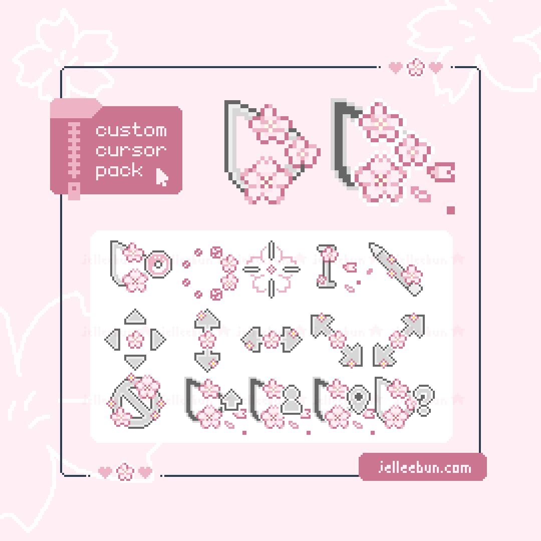 Cherry Blossom / Sakura Pixel Animated Mouse Cursor Pack (windows .ani ...
