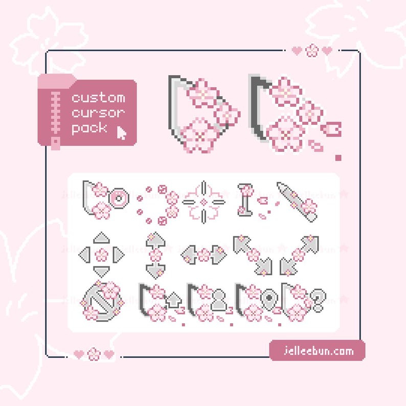 Cherry Blossom / Sakura Pixel Animated Mouse Cursor Pack (windows .ani ...