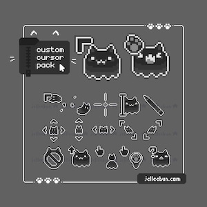 Ghost Cat Pixel Art Mouse Cursors – Animated bouncy pack (Windows .ani Files)