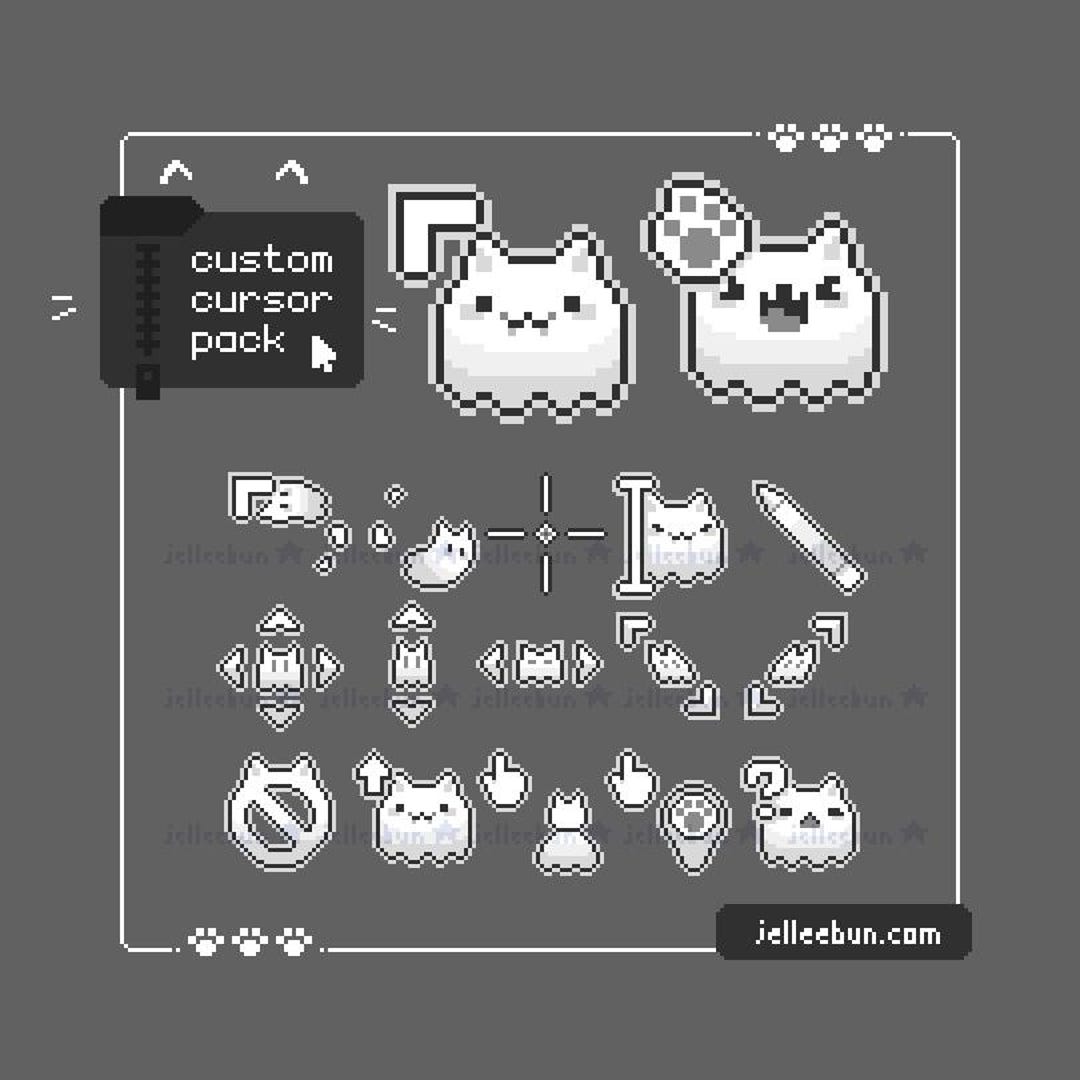 Animated Ghost Kitty Pixel Art Mouse Cursor Set (windows PC) - Etsy