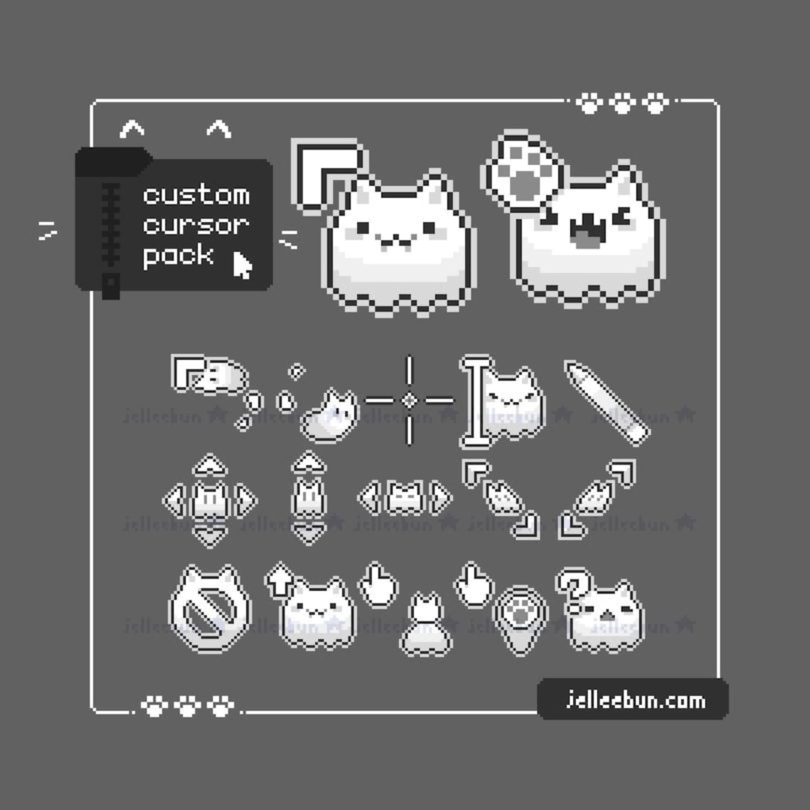 Animated Ghost Kitty Pixel Art Mouse Cursor Set (windows PC) - Etsy