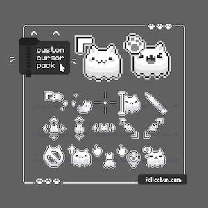 Animated Ghost Kitty Pixel Art Mouse Cursor Set (Windows PC)