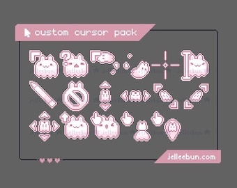 Buy Pink Ghost Bunny Pixel Art Mouse Cursors – Animated Halloween ...