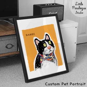 Custom Cat Portrait in Oil Pastel Style: Personalized Pet Art (Digital Download)