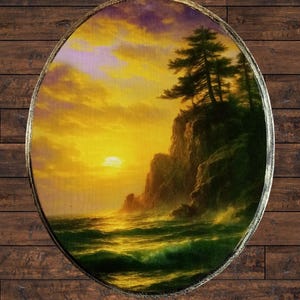 Handmade Coastal Sunset Wood Art: Rustic Nature Wall Decor (7.3&quot;x9.1&quot;)