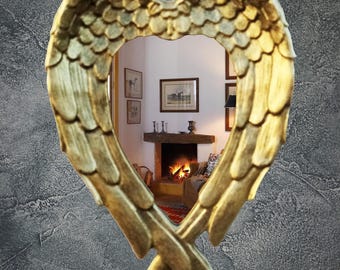 Mirror with Angel wings bronze color Art Deco, Elegant Mirror, Home Decor, Wall Decor, Wedding Gift, Angel Mirror as a Birthday gift, Home
