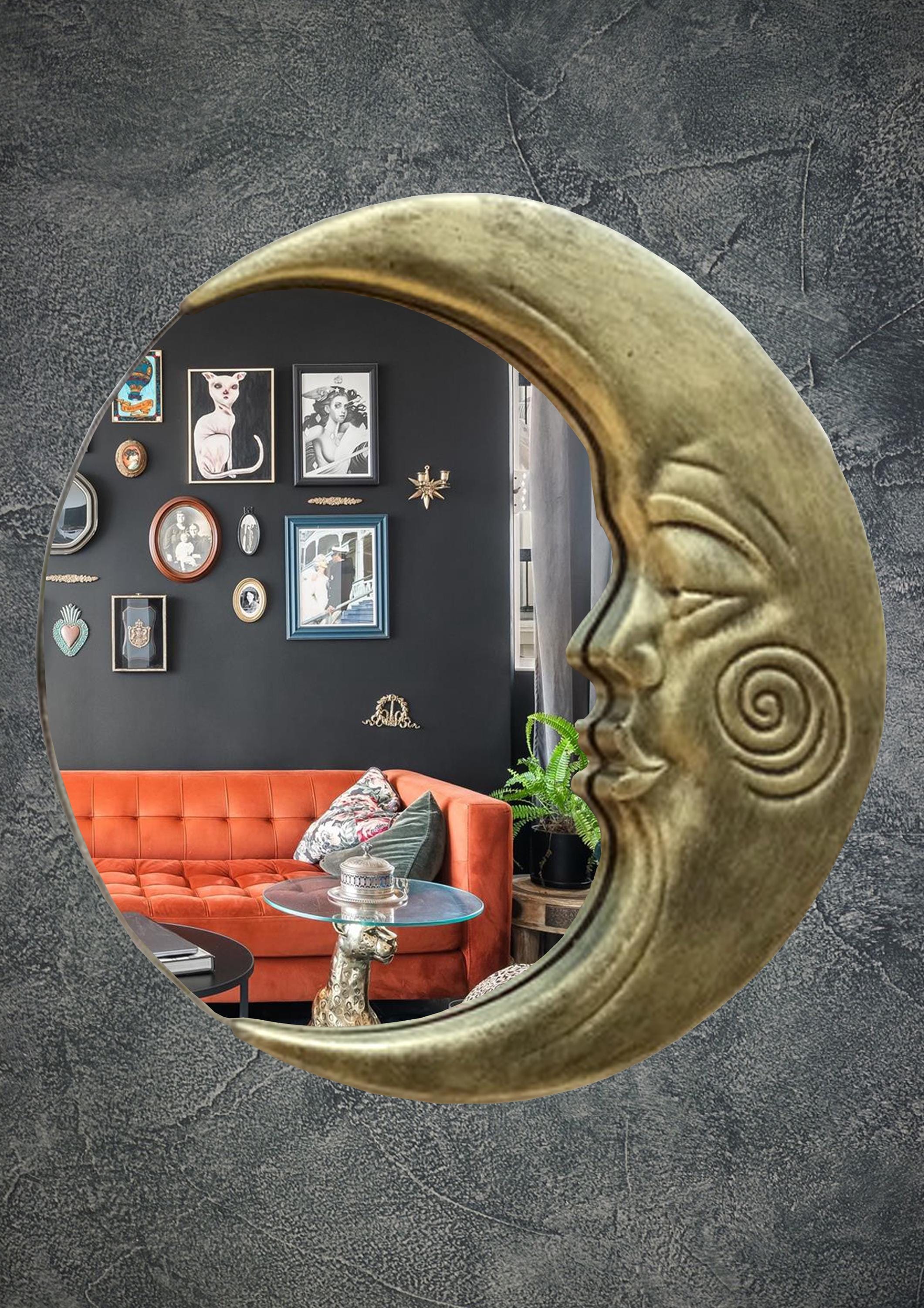 Moon Eye Mirror • Crescent Moon Wall Decor • Witchy Resin Mirror