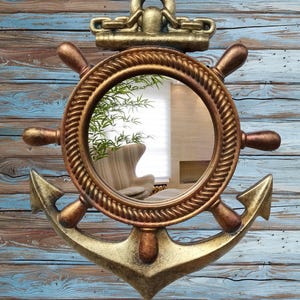 Anchor Mirror: Coastal Resin Marine-Themed Decorative Wall Mirror